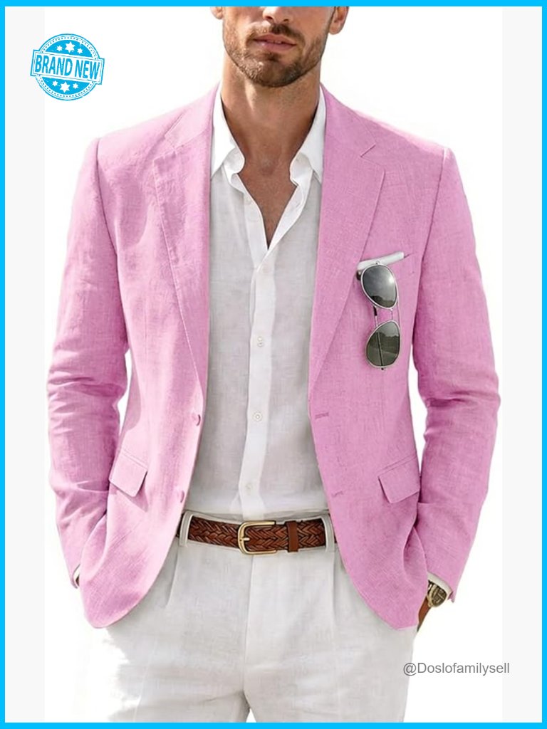 Classic Linen Blazer Slim Fit Lightweight Sport Coat Elegant Business Casual